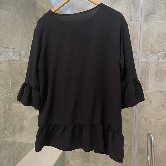 Black Cover up with ruffle cuffs - Picture 2 of 2